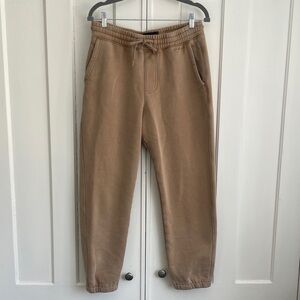 Hollister Men's Brown Tan Joggers Plush Small EUC with Hidden Zip Pocket